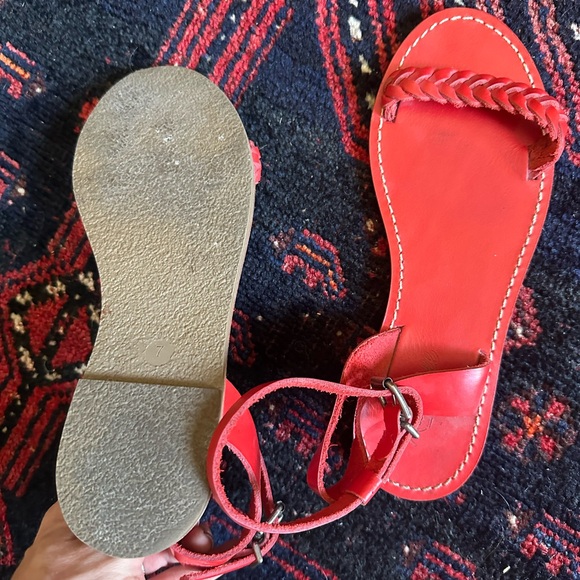 Madewell Red leather sandals size 7 EUC - Picture 2 of 2